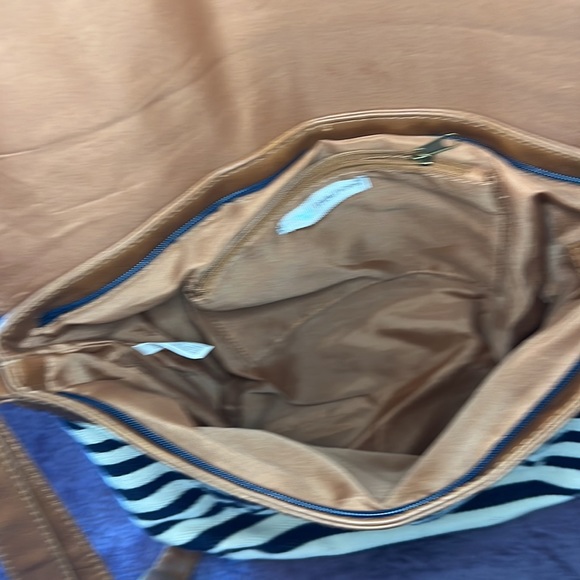 White/blue/tan over the shoulder bag - Picture 3 of 3